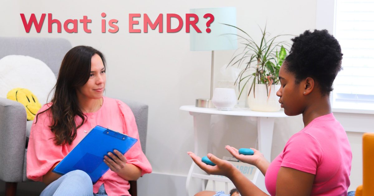 A therapist working with a child during an EMDR session